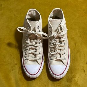 Cream high top converse